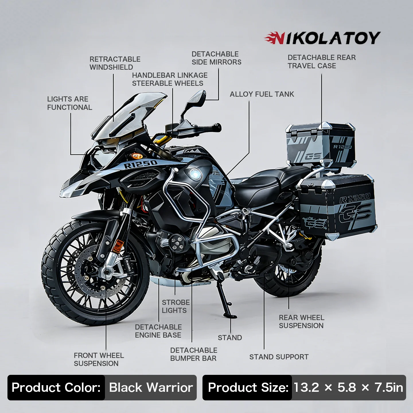 1/6 BMW R1250 GSADV Alloy Dynamic Motorcycle Model - Image 2